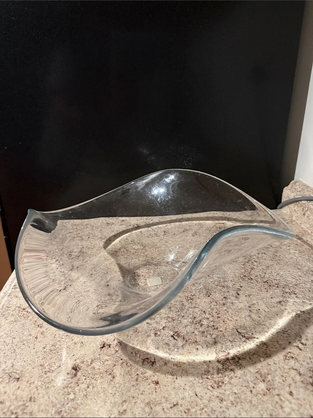 Crate and Barrel Clear Wavy Glass Centerpiece Bowl